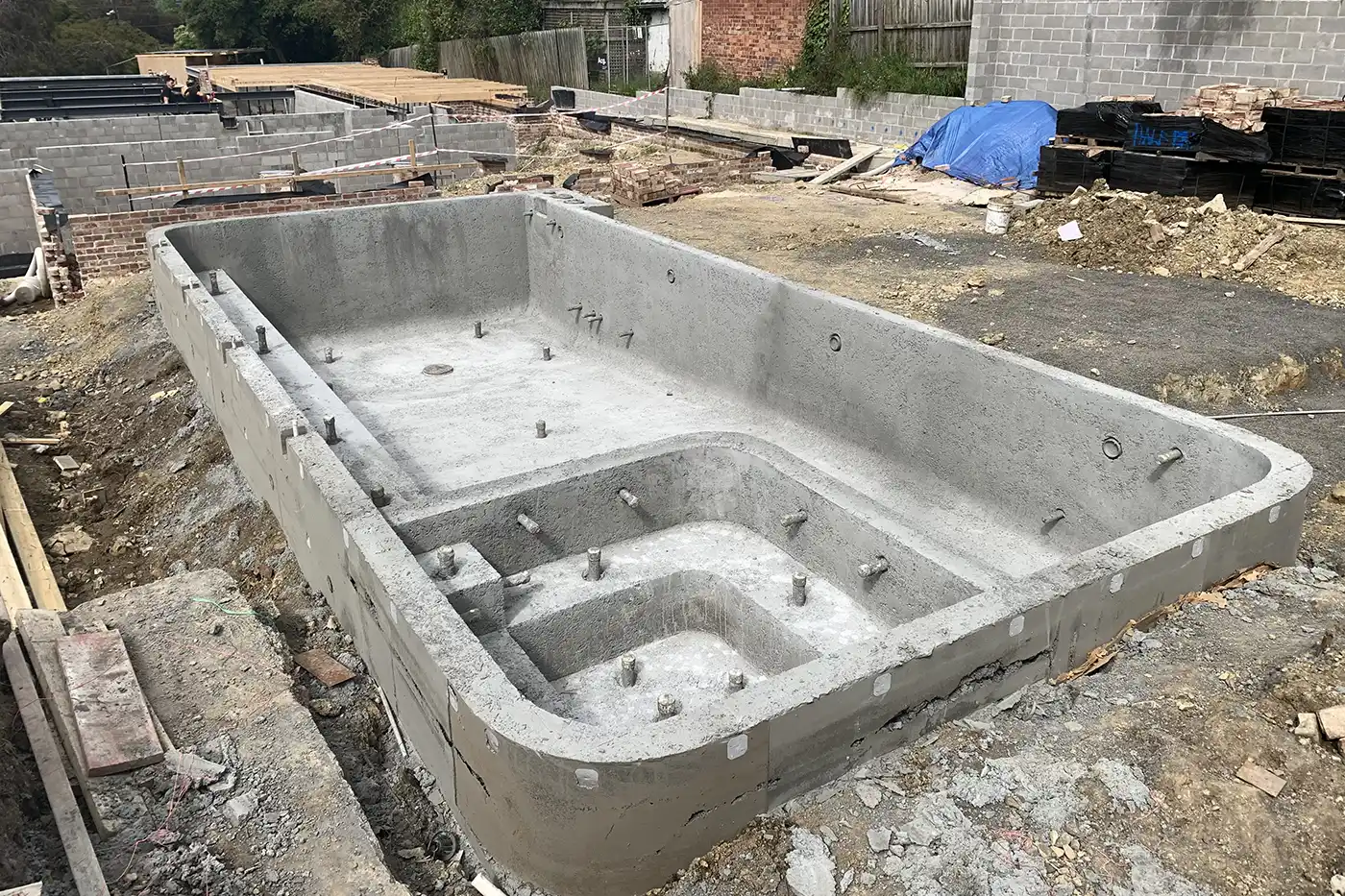 Finished concrete swimming pool structure Inground concrete swimming pool shepparton